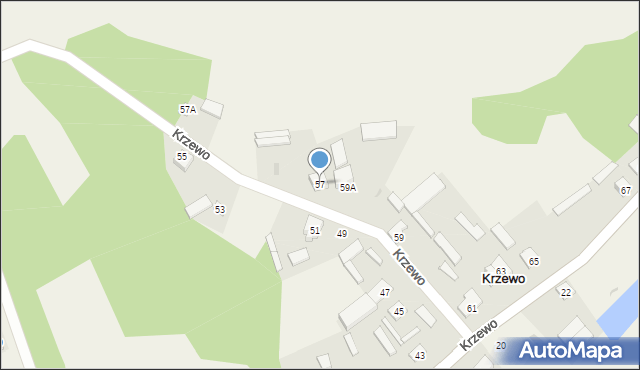Krzewo, Krzewo, 57, mapa Krzewo