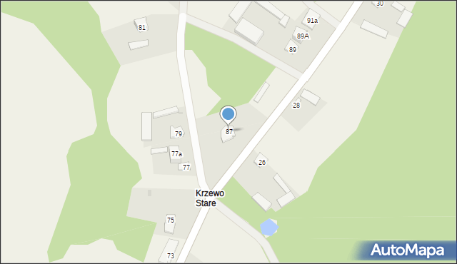 Krzewo, Krzewo, 87, mapa Krzewo