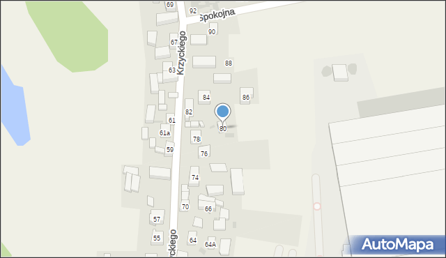 Krzycko Wielkie, Krzyckiego Andrzeja, prymasa, 80, mapa Krzycko Wielkie
