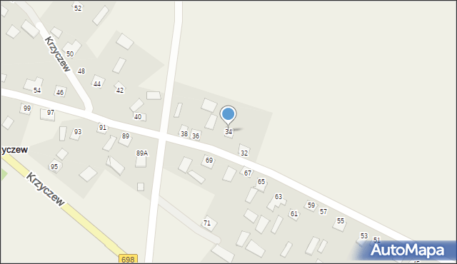 Krzyczew, Krzyczew, 34, mapa Krzyczew