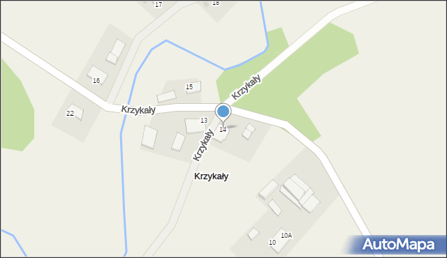 Krzykały, Krzykały, 14, mapa Krzykały