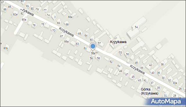 Krzykawa, Krzykawa, 58a, mapa Krzykawa
