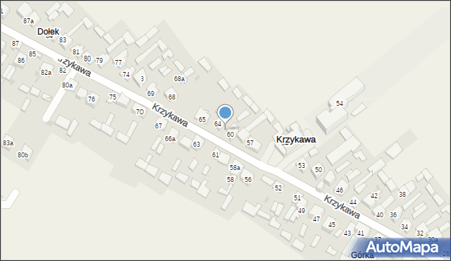 Krzykawa, Krzykawa, 62, mapa Krzykawa