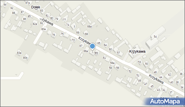 Krzykawa, Krzykawa, 66, mapa Krzykawa