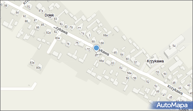 Krzykawa, Krzykawa, 67, mapa Krzykawa