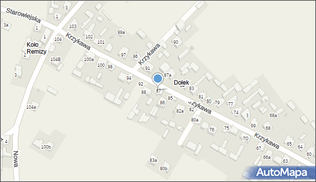 Krzykawa, Krzykawa, 87, mapa Krzykawa