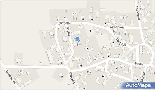 Krzykosy, Krótka, 4, mapa Krzykosy