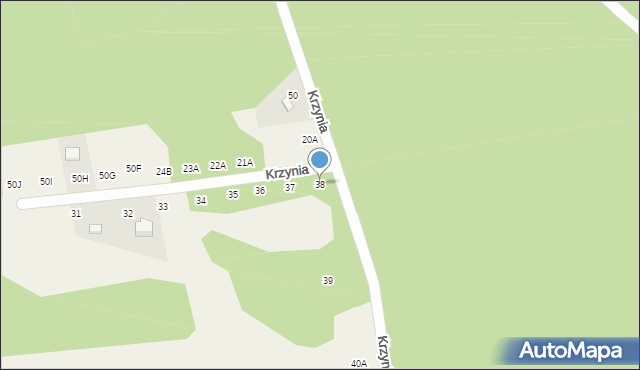 Krzynia, Krzynia, 38, mapa Krzynia