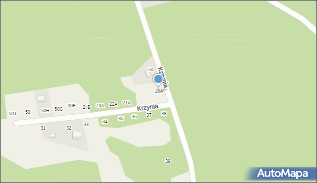 Krzynia, Krzynia, 50a, mapa Krzynia