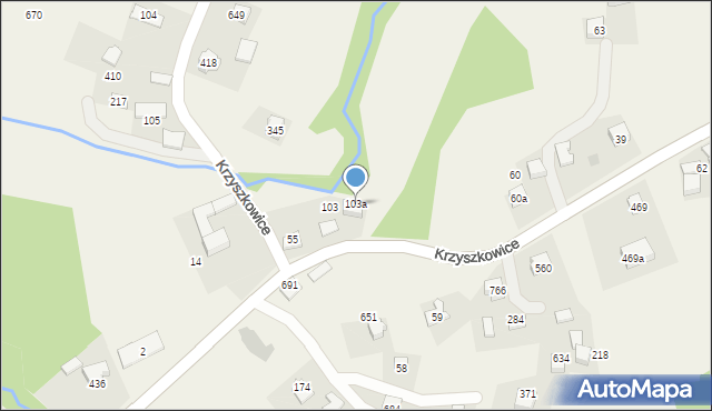 Krzyszkowice, Krzyszkowice, 103a, mapa Krzyszkowice