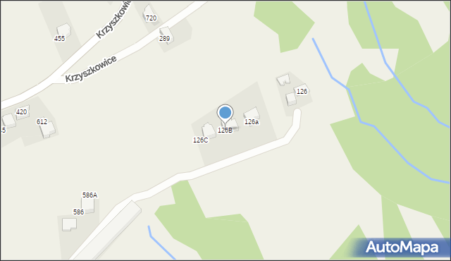 Krzyszkowice, Krzyszkowice, 126B, mapa Krzyszkowice