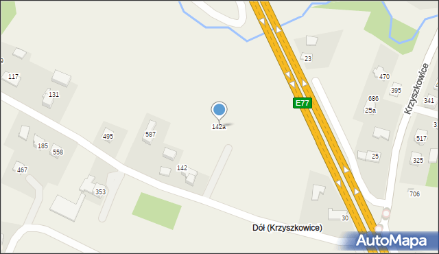 Krzyszkowice, Krzyszkowice, 142a, mapa Krzyszkowice