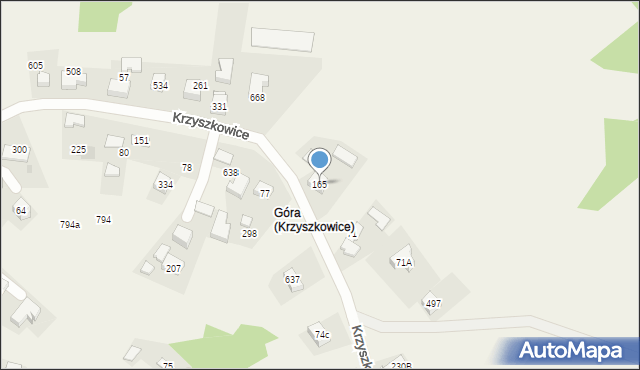 Krzyszkowice, Krzyszkowice, 165, mapa Krzyszkowice