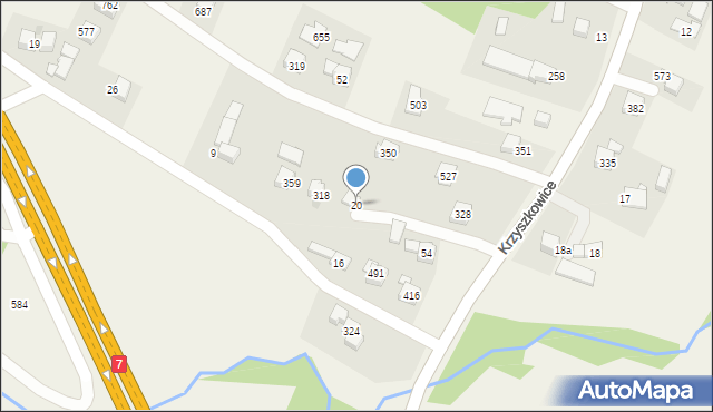 Krzyszkowice, Krzyszkowice, 20, mapa Krzyszkowice