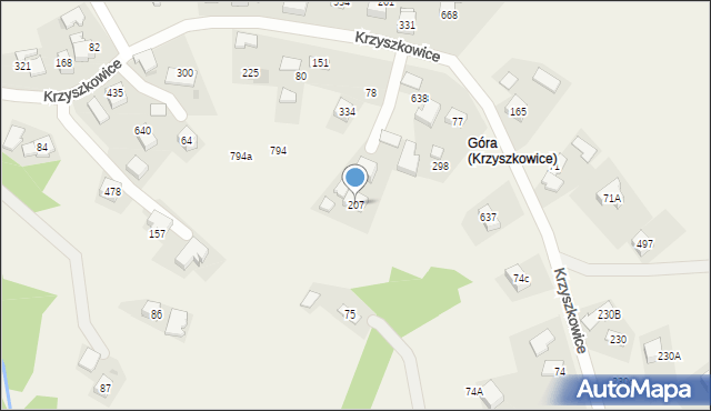 Krzyszkowice, Krzyszkowice, 207, mapa Krzyszkowice