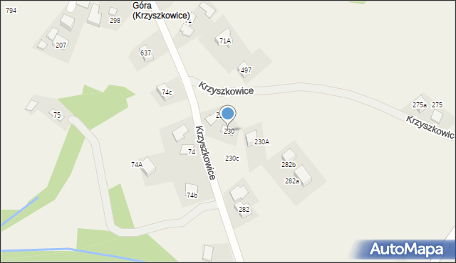 Krzyszkowice, Krzyszkowice, 230, mapa Krzyszkowice