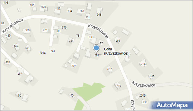 Krzyszkowice, Krzyszkowice, 298, mapa Krzyszkowice