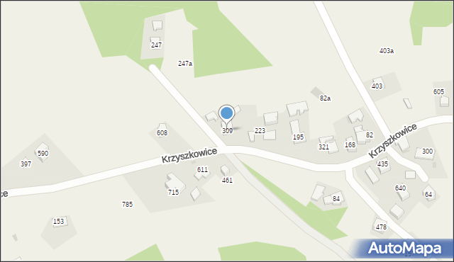 Krzyszkowice, Krzyszkowice, 309, mapa Krzyszkowice