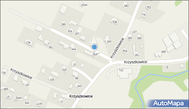 Krzyszkowice, Krzyszkowice, 314, mapa Krzyszkowice