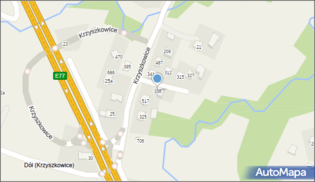 Krzyszkowice, Krzyszkowice, 336, mapa Krzyszkowice