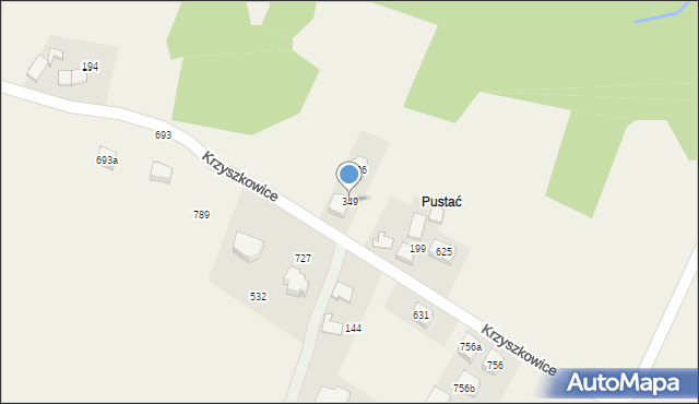 Krzyszkowice, Krzyszkowice, 349, mapa Krzyszkowice