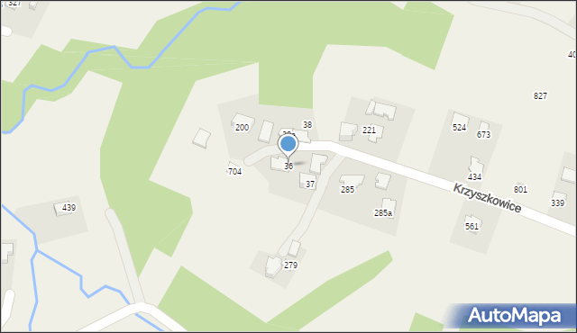 Krzyszkowice, Krzyszkowice, 36, mapa Krzyszkowice