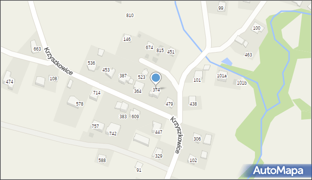 Krzyszkowice, Krzyszkowice, 374, mapa Krzyszkowice