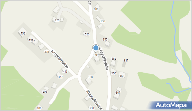 Krzyszkowice, Krzyszkowice, 393, mapa Krzyszkowice