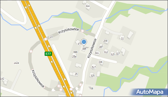 Krzyszkowice, Krzyszkowice, 395, mapa Krzyszkowice