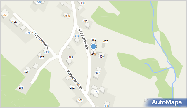 Krzyszkowice, Krzyszkowice, 450, mapa Krzyszkowice