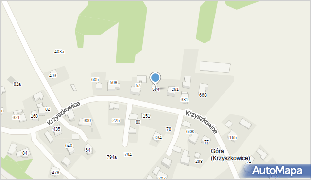 Krzyszkowice, Krzyszkowice, 534, mapa Krzyszkowice
