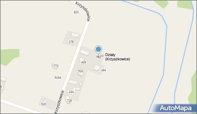 Krzyszkowice, Krzyszkowice, 582, mapa Krzyszkowice