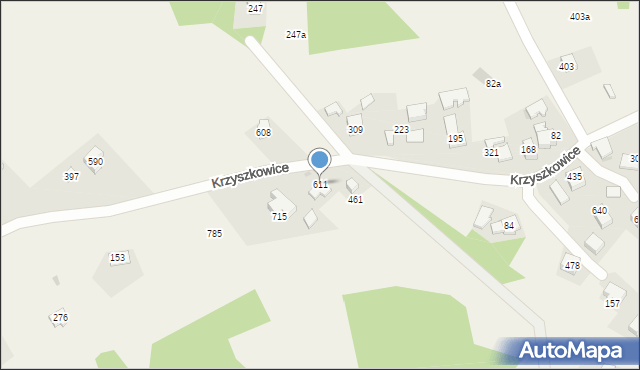 Krzyszkowice, Krzyszkowice, 611, mapa Krzyszkowice