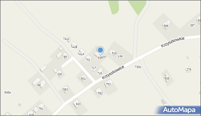 Krzyszkowice, Krzyszkowice, 615, mapa Krzyszkowice