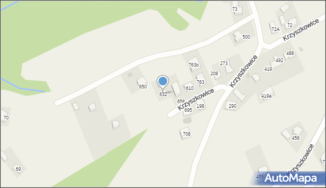 Krzyszkowice, Krzyszkowice, 632, mapa Krzyszkowice