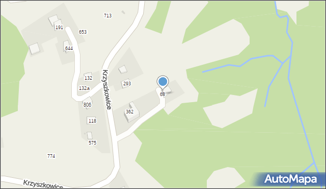Krzyszkowice, Krzyszkowice, 68, mapa Krzyszkowice