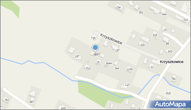 Krzyszkowice, Krzyszkowice, 685, mapa Krzyszkowice
