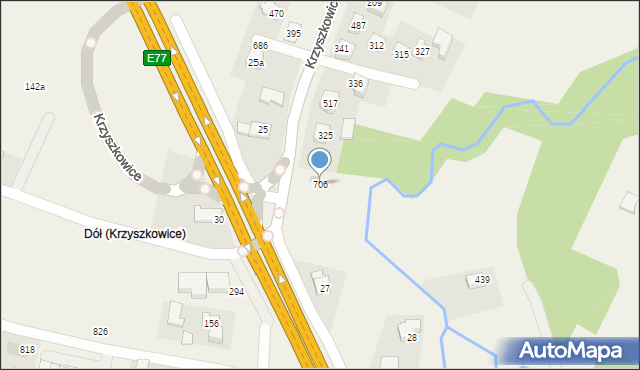 Krzyszkowice, Krzyszkowice, 706, mapa Krzyszkowice