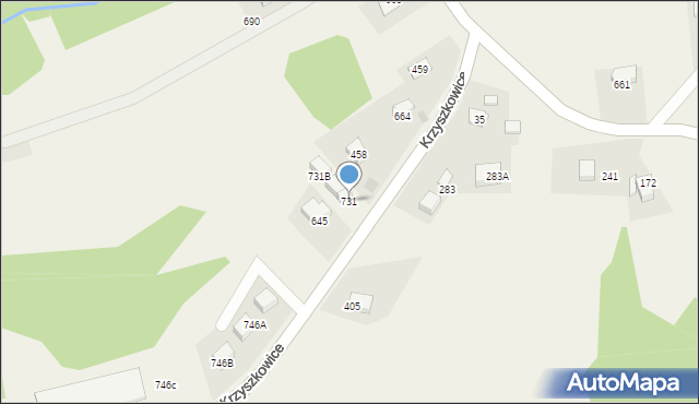 Krzyszkowice, Krzyszkowice, 731, mapa Krzyszkowice