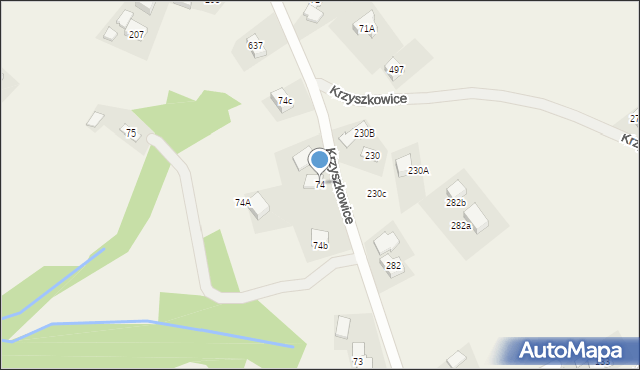 Krzyszkowice, Krzyszkowice, 74, mapa Krzyszkowice