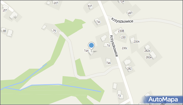 Krzyszkowice, Krzyszkowice, 74A, mapa Krzyszkowice