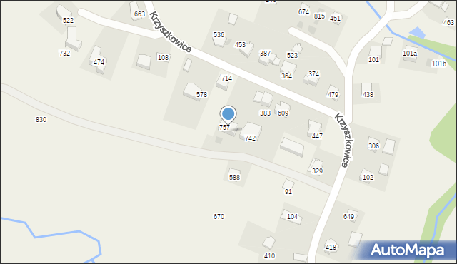 Krzyszkowice, Krzyszkowice, 757A, mapa Krzyszkowice