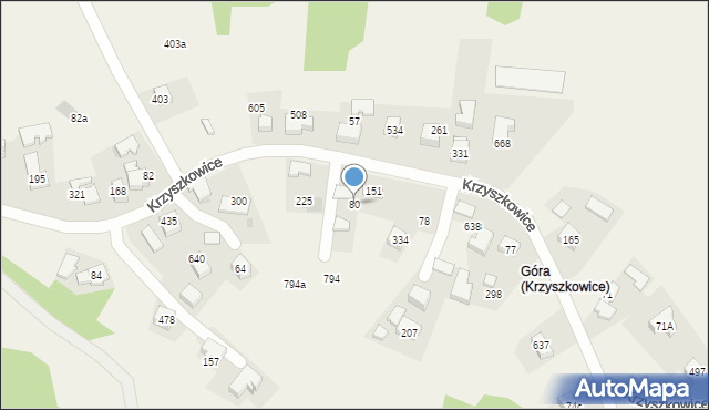 Krzyszkowice, Krzyszkowice, 80, mapa Krzyszkowice