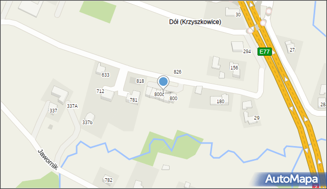 Krzyszkowice, Krzyszkowice, 800b, mapa Krzyszkowice