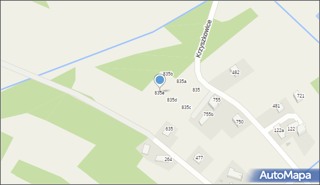 Krzyszkowice, Krzyszkowice, 835e, mapa Krzyszkowice