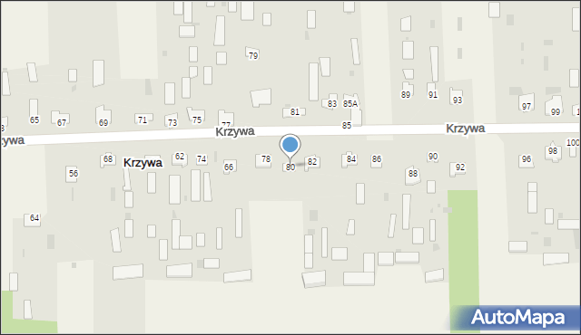 Krzywa, Krzywa, 80, mapa Krzywa