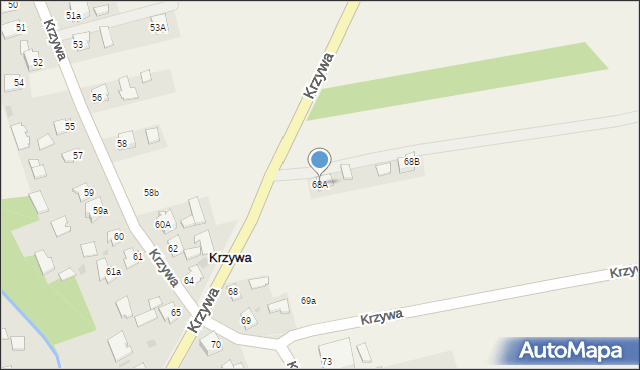 Krzywa, Krzywa, 68A, mapa Krzywa