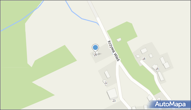 Krzywa Wieś, Krzywa Wieś, 20, mapa Krzywa Wieś