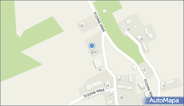 Krzywa Wieś, Krzywa Wieś, 21, mapa Krzywa Wieś