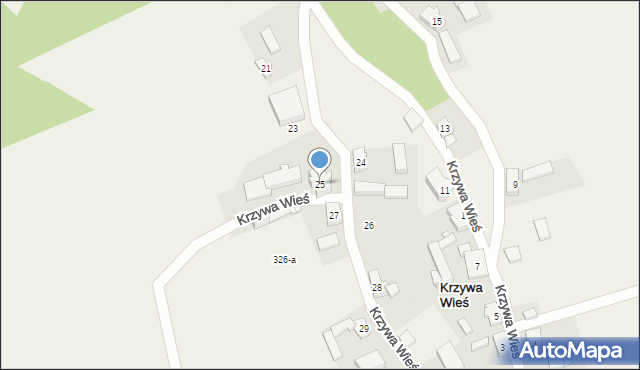 Krzywa Wieś, Krzywa Wieś, 25, mapa Krzywa Wieś